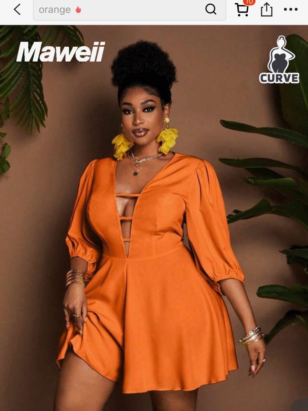 Orange Plunge A-Line Mini Dress